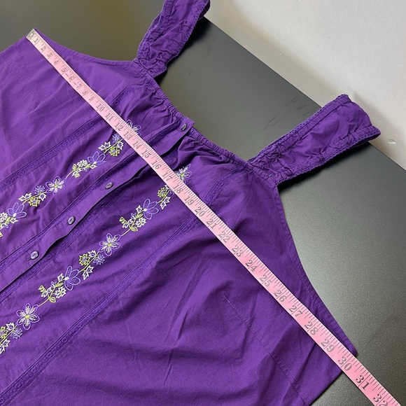 L.A. Blues Purple Floral Embroidered Button Up Top 30/32W Lightweight Summer - Picture 9 of 11
